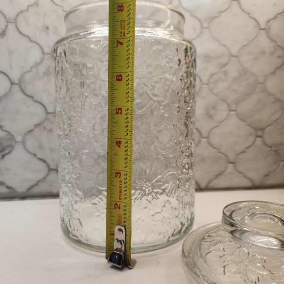 Princess House Fantasia Cookie Jar & Lid #569 Round Poinsettia Canister Vintage - Picture 4 of 10